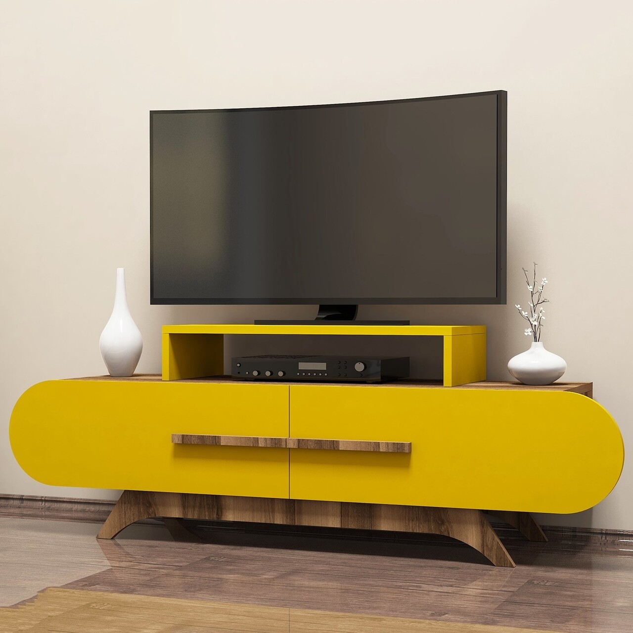 Comoda TV Rose, Hommy Craft, 145x36.8x49.8 cm, galben - imagine 5